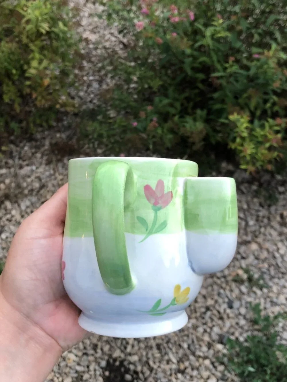 Vintage Floral Coffee Mug Hand Painted Ceramic Tea Bag Holder Cup Cottagecore